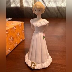 Enesco White Figurine with Gold and Pink Accents - 13